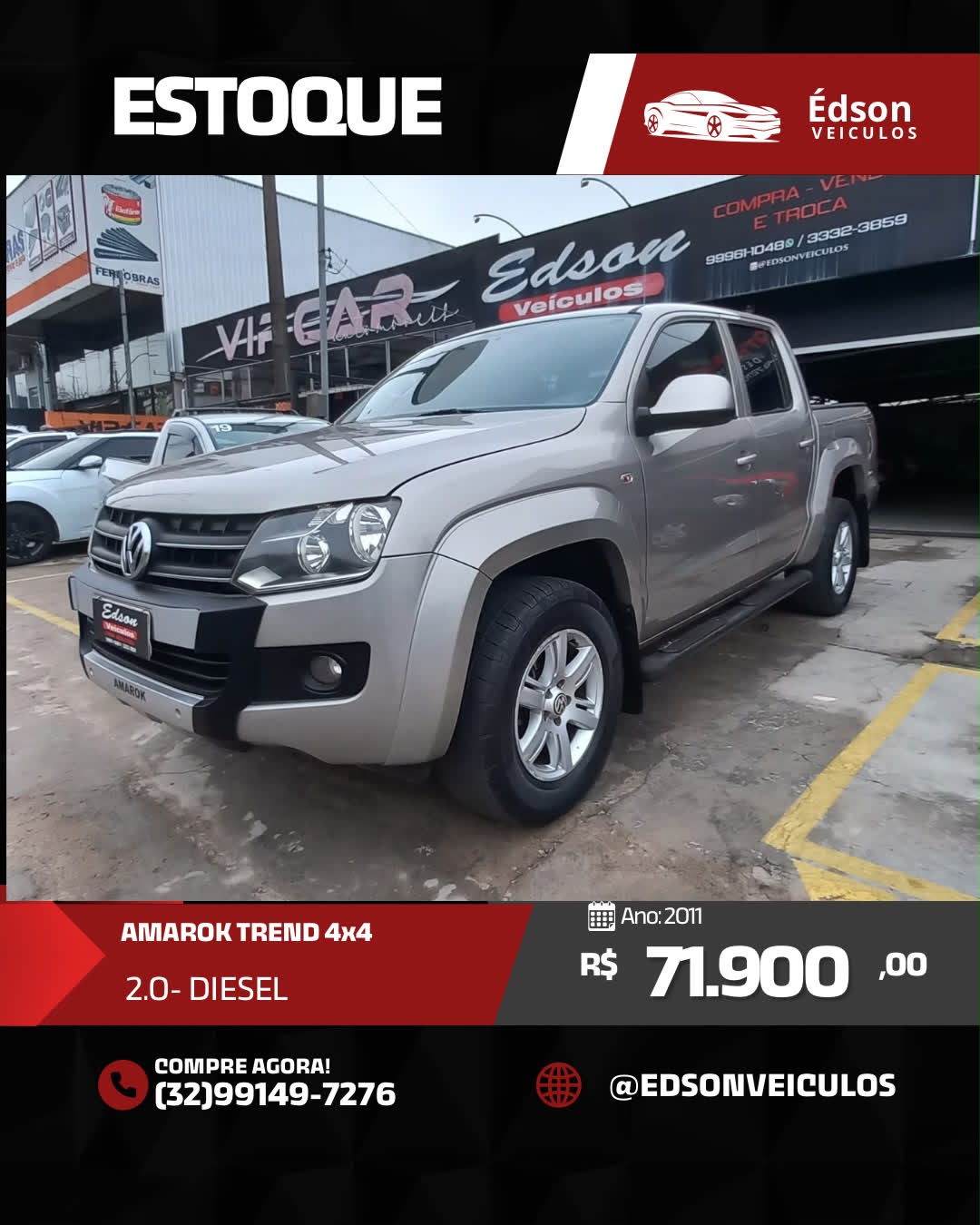 VW - VolksWagen AMAROK Trendline CD 2.0 TDI 4X4 Dies Aut